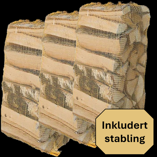 Bjørkeved 40 liter á 30 sekker. Ved til salgs med levering i Fredrikstad, Sarpsborg, Moss, Halden og Råde.